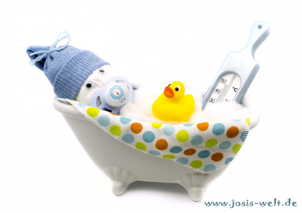 Babygeschenk "Windelbaby Badewanne" Boys Edition