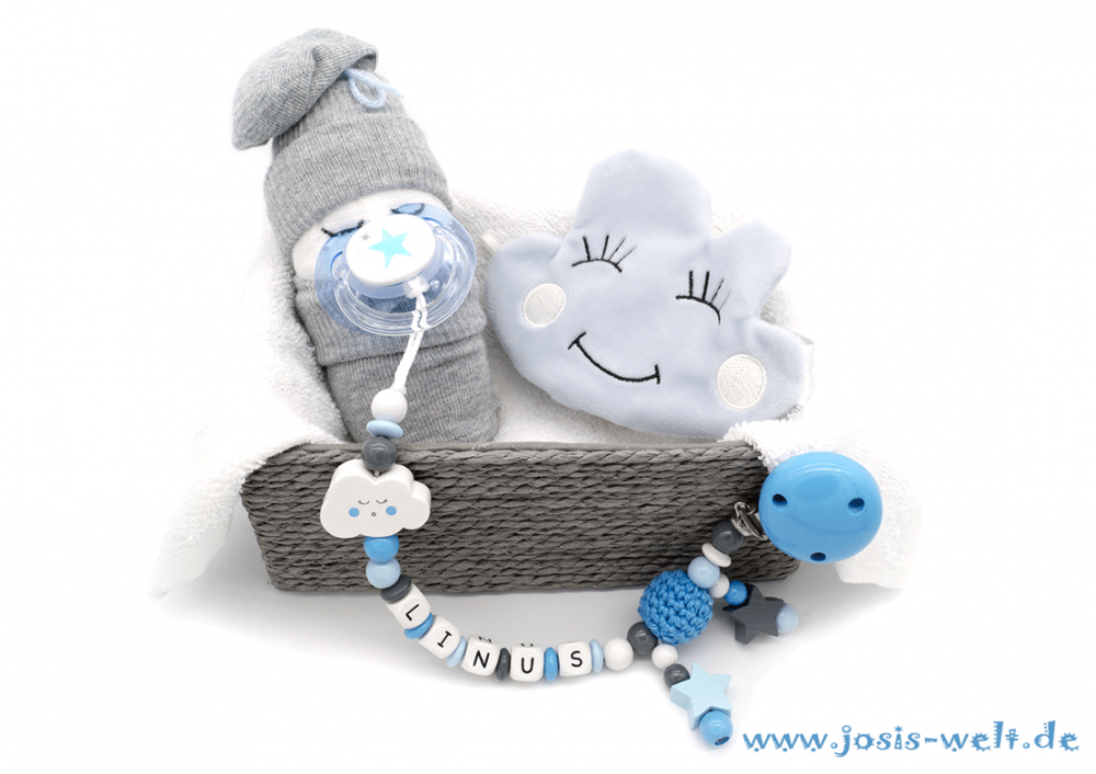 Babygeschenk "Windelbaby Wolke" mit Knisterwolke blau