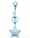 Kinderwagenkette mit Stoffstern und Motiv "Stern", hellblau